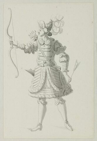 Copie d'un costume de soldat assiégé du roi Lycomède dans la tragédie "Alceste"