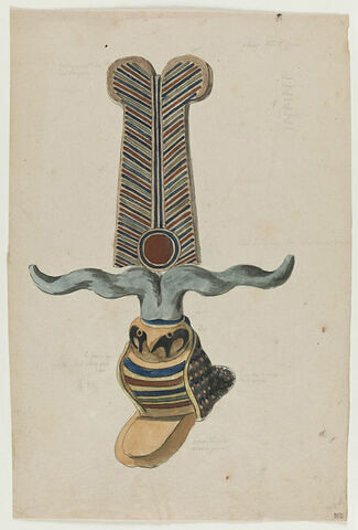 Oiseau égyptien surmonté d'une double couronne avec cornes, image 1/1