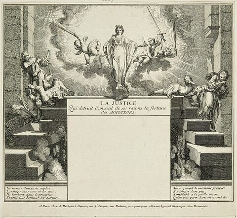 Almanach de 1715. La Justice détruit la fortune des agioteurs, image 1/1