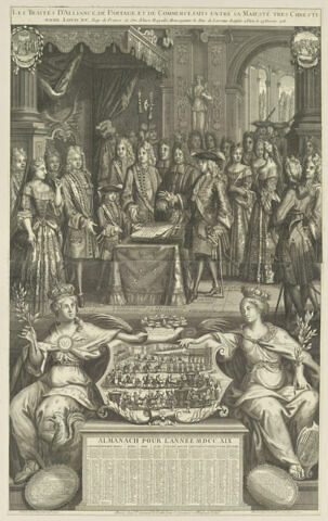 Almanach de 1719. Traités d'alliance, de partage, etc..avec le duc de Lorraine, image 1/1