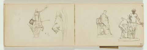 Figure drapée et lion sur un chapiteau ; reprise de tête de lion, image 1/1