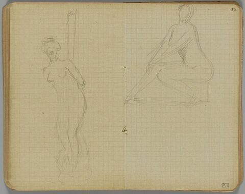 Femme nue assise, de 3/4 à gauche, mains croisées sur le genou droit, image 1/1