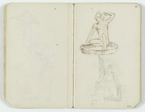 En haut, femme nue assise dans un tub, se lavant ; en bas, allégorie de la République, image 1/1