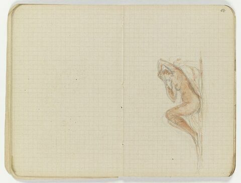 Femme nue étendue sur le dos, contre un coussin, image 1/1