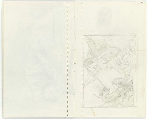 Saint Michel transperçant le dragon, dans un encadrement rectangulaire, image 1/1