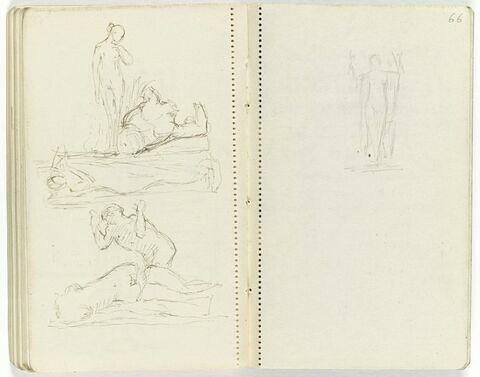 Petit croquis d'une figure nue, debout, de face, bras écartés, image 1/1
