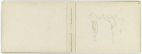 Deux petits croquis de figures nues, sur la pointe des pieds, de face et de dos, image 1/1