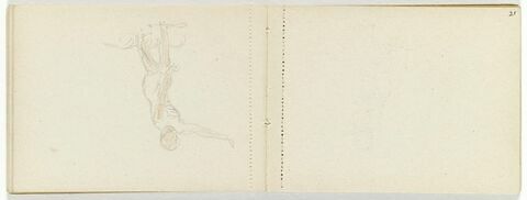 Figure debout, de face, les pieds dans l'eau (?), bras droit tendu sur le côté, image 1/1