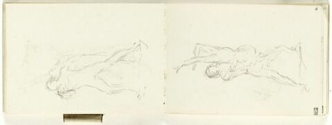 Croquis de deux figures debout, se tenant l'une derrière l'autre, image 1/1