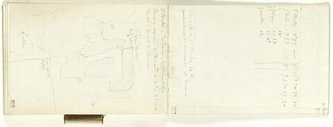 Annotations manuscrites et plan partiel de remparts et fortifications (aussi sur le contreplat de derrière), image 1/1