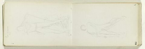 Croquis d'une figure masculine, debout de face, jambes écartées, avec une faux, image 1/2