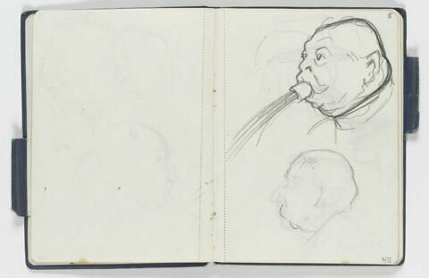 En haut, grosse tête d'homme de trois quarts à gauche. En bas, croquis inachevé d'une tête d'homme de profil à gauche, image 1/1