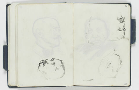 Croquis d'une tête d'homme moustachu, de trois quarts à gauche, image 1/1