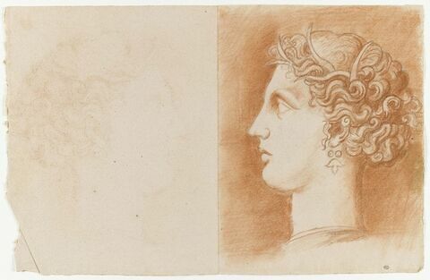 Tête de femme avec des boucles d'oreilles, d'après l'antique, image 1/1