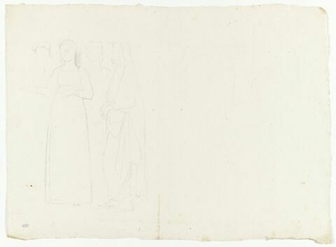 Groupe de femmes dont une voilée et drapée de profil à gauche., image 1/2