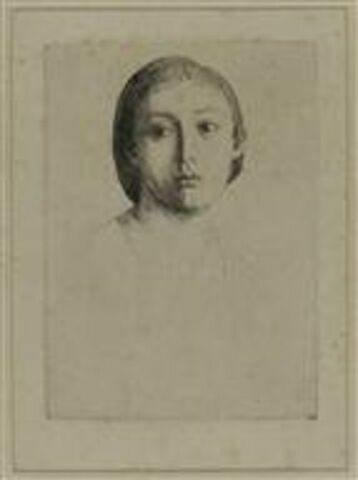 Tête de femme, de face, d'après Ingres : portrait de Jenny de la Valette