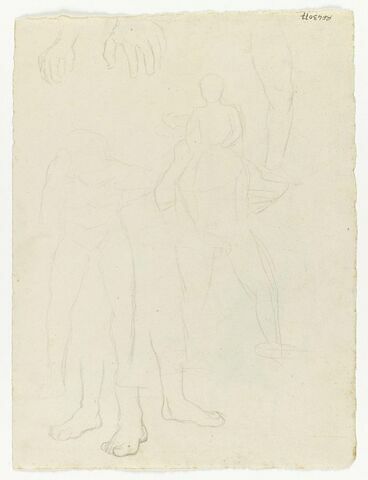 Croquis divers, jambes, pieds, mains, corps