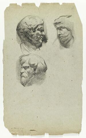 Trois têtes d'après des bas-reliefs antiques, image 1/1