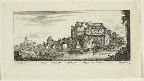 Vues de Paris : vue et perspectiue du pont et du temple de Charenton, image 1/1