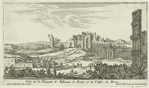 Vue de Saint Etienne le Rond et du Colisée de Rome