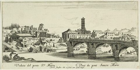 Vues de Rome : pont de Sainte Marie ou Ponte Rotto
