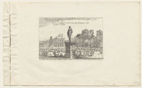 Divers veuës du Chasteau et des bastiments de Fontaine belleau ; dessiné et gravé par Israel Silvestre / Veuë du bastiment de la Cour des fontaines, et du Jardin de l'Estan