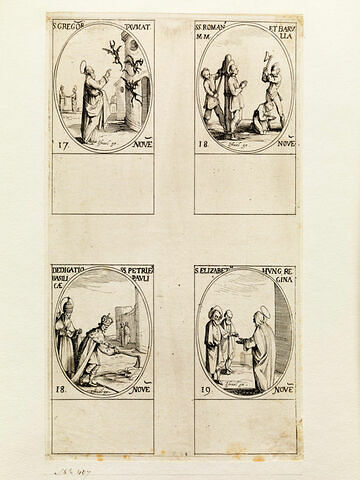 Saint Grégoire; Saint Romain et Saint Barulla; Dédicace des basiliques Saint Pierre et Saint Paul; Saint Elisabeth, image 1/1