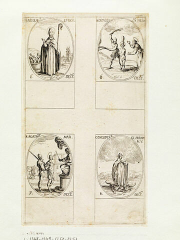 Saint Nicolas; Sainte Denise et son fils; Saint Agathon; La conception glorieuse de la sainte Vierge, image 1/1
