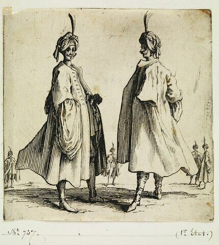 Varie Figure : Les deux turcs coiffés d'un turban avec une aigrette