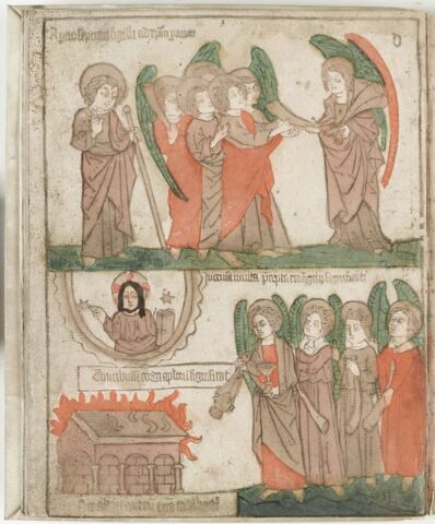 L' Apocalypse : L'ouverture du septième sceau : Les anges sonnant la trompette. L'ange à l'ascensoir en or