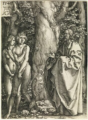 Adam et Eve cherchent à éviter la présence de Dieu après leur péché, image 1/1