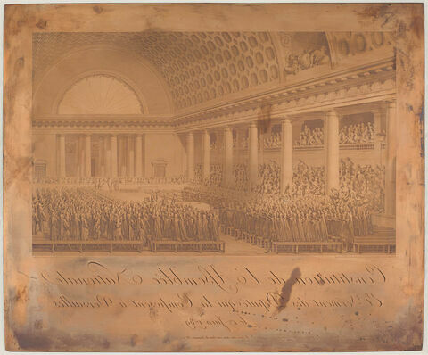 Constitution de l'Assemblée nationale et serment des députés qui la compose à Versailles le 17 juillet 1789., image 1/1