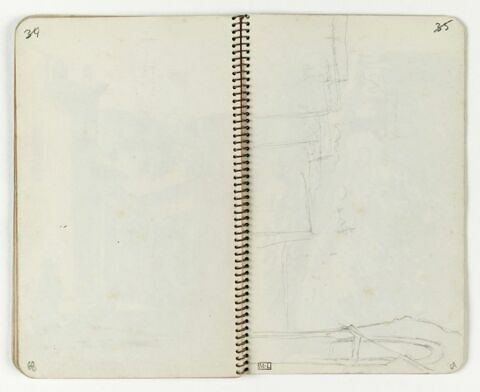 Croquis de paysage [reprise du paysage du folio 33 recto], image 1/1