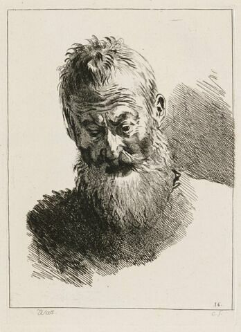 Viel homme barbu en buste, de face, image 1/2
