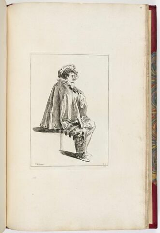 Mezzetin assis, vu de profil, regardant vers la droite, image 1/1