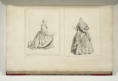 Femme debout, vue de dos, tendant la main gauche, image 2/2