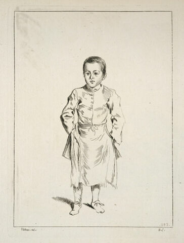 Petit garçon, les mains sous son tablier, image 1/1