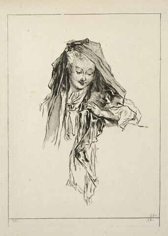 Buste de femme, la tête couverte d'un voile, image 1/2