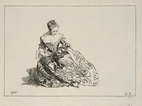 Femme accroupie, vue de face, image 1/1