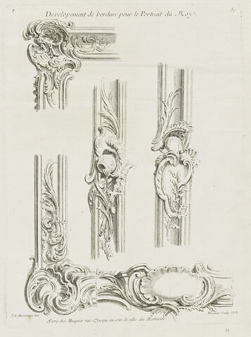 Développement de bordures pour le portrait du Roi (planche 39, série F), image 1/1