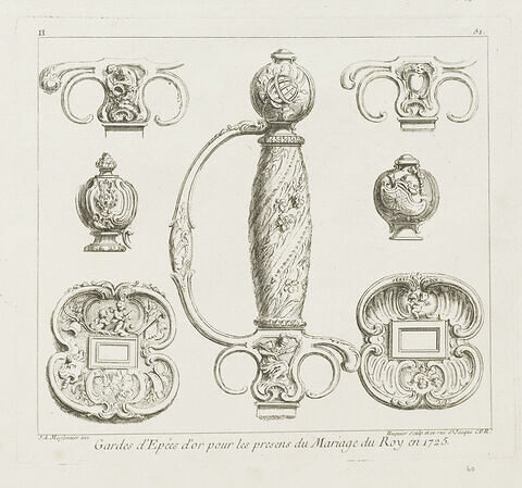 Gardes d'épées d'or pour les présents du mariage du Roi en 1725 (planche 51, série H), image 2/2