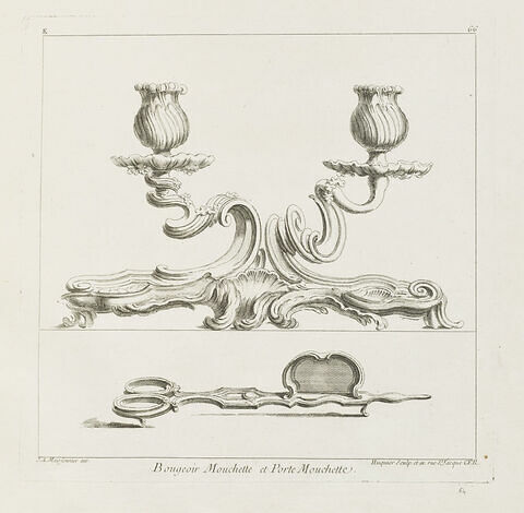 Bougeoir mouchette et porte mouchette (planche 66, série K), image 1/1