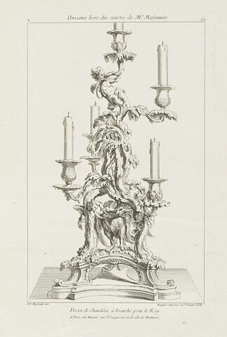 Onzième Livre. Projet de chandelier à branche pour le Roi (planche 67, série L), image 1/1