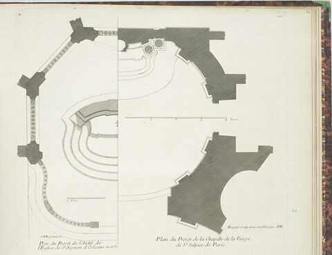 Plans de l'autel de St Aignan d'Orléans et de la chapelle de la Vierge de St Sulpice de Paris (planche 106, série R), image 1/1