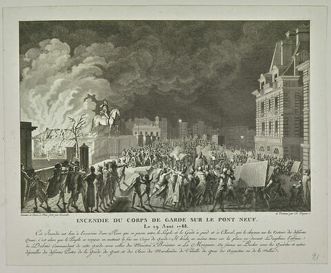 Incendie du corps de garde sur le Pont Neuf le 29 août 1788