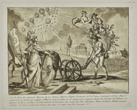 Sous la gloire des Augustes Maisons de nos Princes, Minerve déesse protectrice de la France, contemple le Tiers Etat, image 1/1