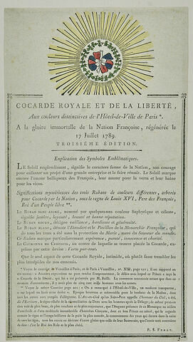 Cocarde royale et de la Liberté, aux couleurs distinctives de l'Hôtel-de-Ville de Paris