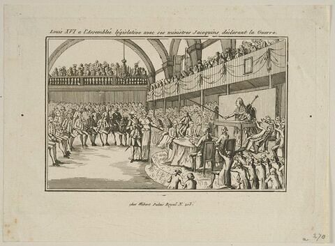 Louis XVI a l'Assemblée législative avec ses ministres jacoquins déclarant la Guerre, image 1/1