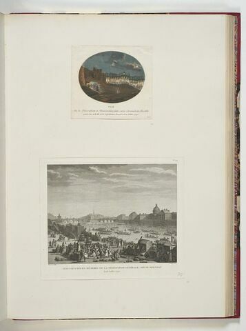 Vue de la Décoration et Illumination faite sur le terrain de la Bastille pour le jour de la Confédération française le 14 juillet 1790, image 2/2