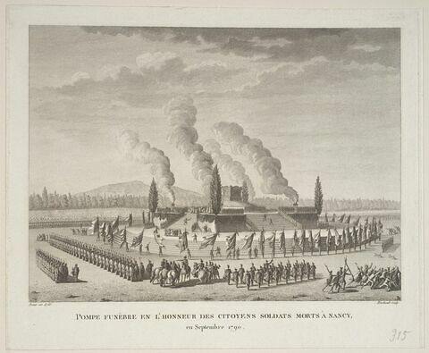 Pompe funèbre en l'honneur des citoyens soldats morts à Nancy, en septembre 1790, image 1/1
